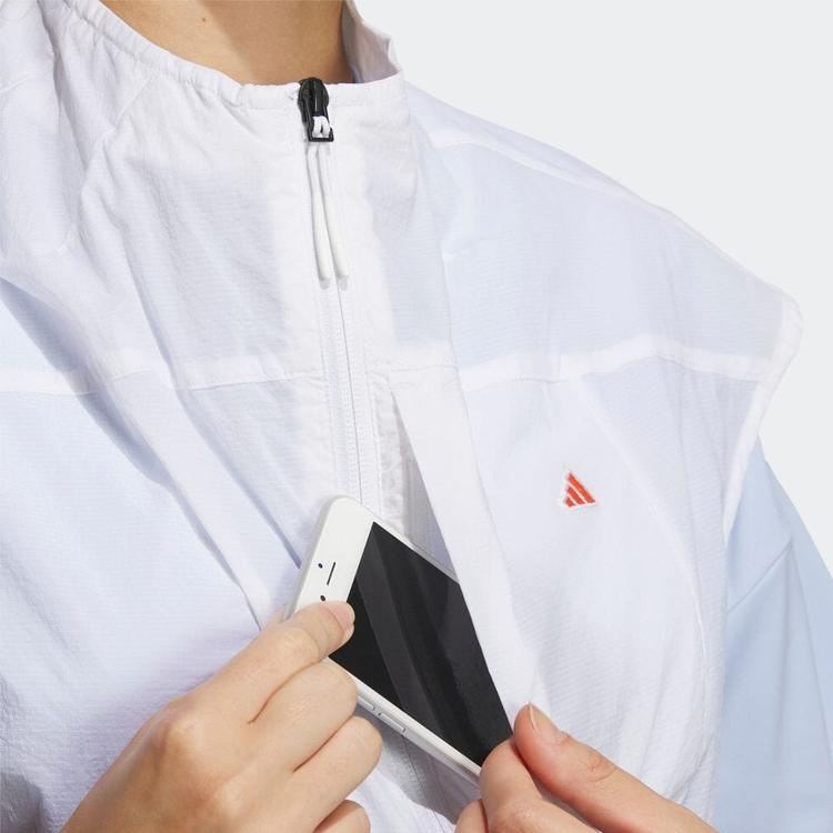 Adidas Solid Color Lightweight Breathable Full Zip Golf Vest Women Vests White HT0020