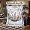 Winter Snow Theme Throw Blanket Custom Name Text Personalized Blanket Soft Cozy Blanket for Home Sofa Bed