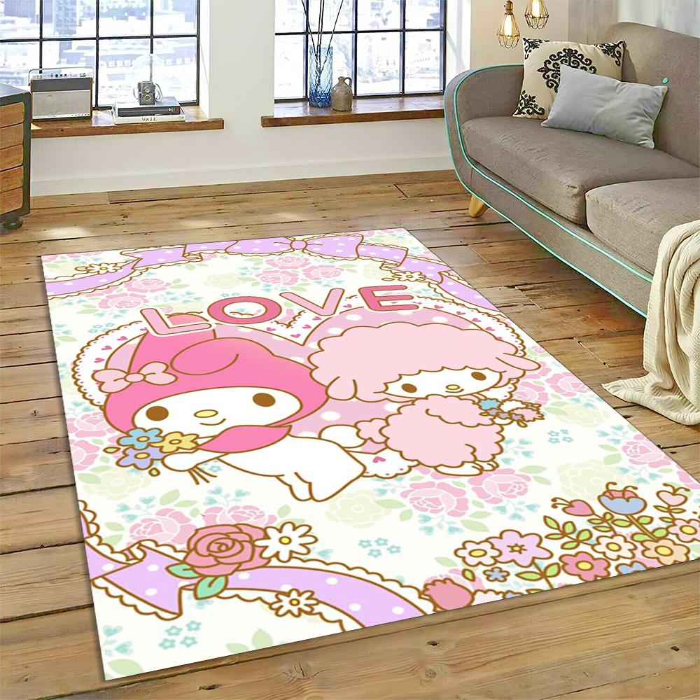 27 Style Cartoon Melody Melo Kawaii Sanrio Carpet Rug for Bedroom Living Room Home Sofa Decoration,kids Large Decor Floor Mat HD