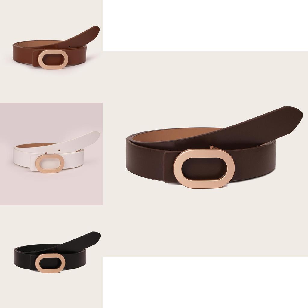 Elegant Geometric Style Faux Leather Belt With Metal Snap Fastening For Office Wear