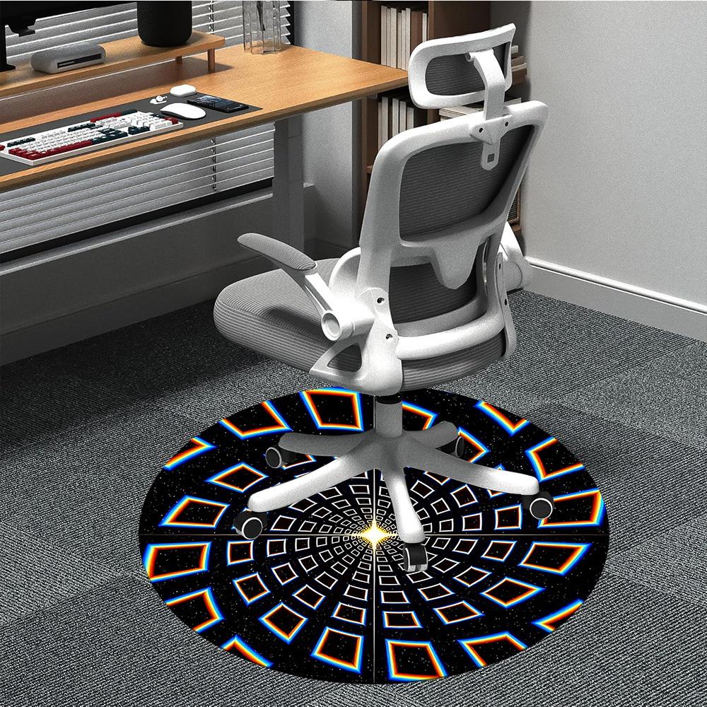 

1pc Vortex Tunnel Office Round Area Rug, Indoor Mat Suitable ForOffice, Under Office Chairs Bedroom Living Room Home Decor, Room Deco T024 80cm by 80cm