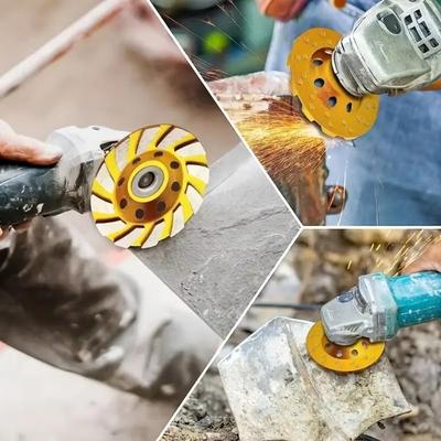 12 Segments Diamond Grinding Cup Wheel Ceramic Bond Turbo Design Angle Grinder Wheels Heavy Duty Diamond Embedded