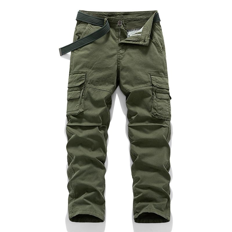 Men's Overalls Simple and Durable Wear-resistant Straight-leg Pants Multi-pocket Loose Solid Color Casual Outdoor Trousers