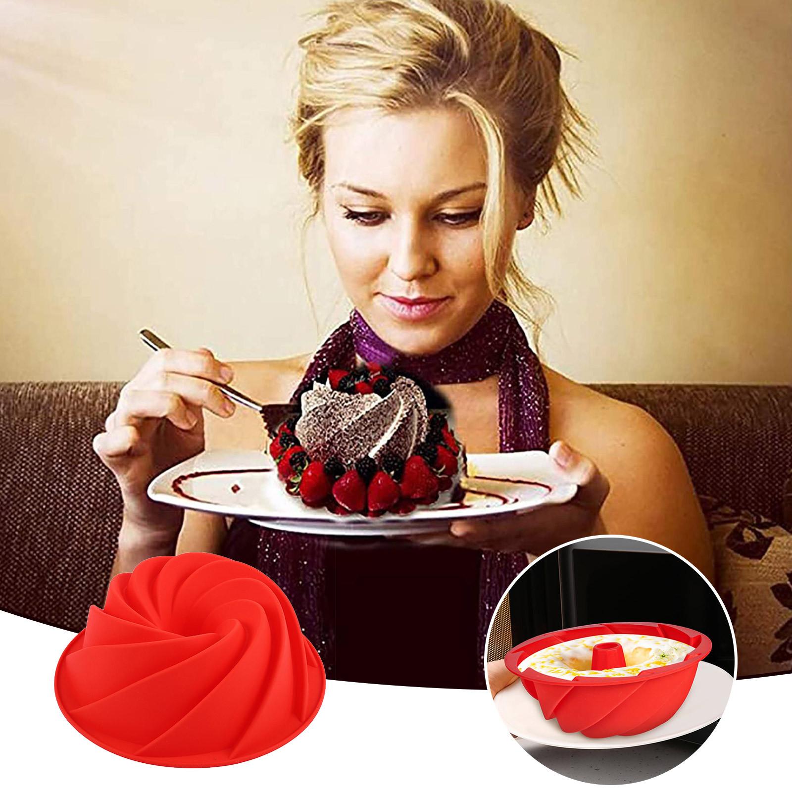 Kitchen Silicone Baking Molds Cake Decoration Baking Pan Molds Non Stick Spiral Shape Baking Tools Kitchen Baking Accessories красный
