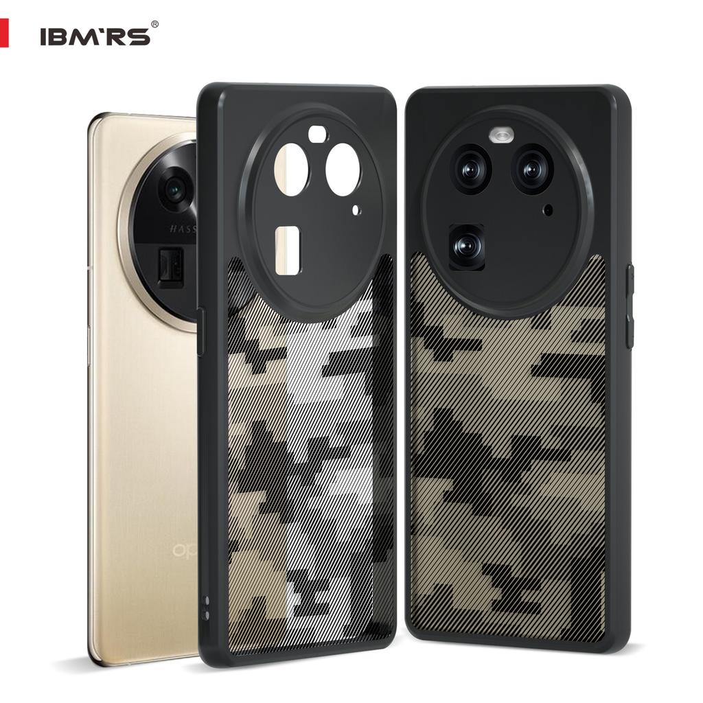 (Comes with wrist strap)IBMRS for Oppo Find X6 Case,Camouflage PC Hard Back Soft edges Airbag Shockproof Transparent  Back Cover Phone Case