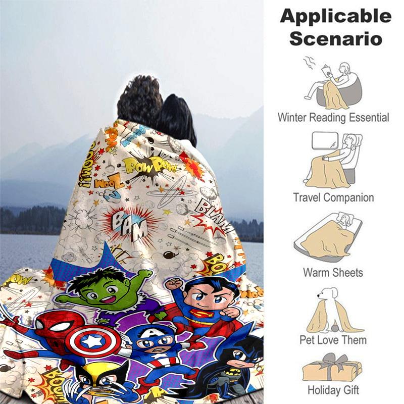 1pc Superhero Armor Marvel Soft Throw Blanket Flannel All Season Light Weight Living Room/Bedroom Warm Blanket. M731037