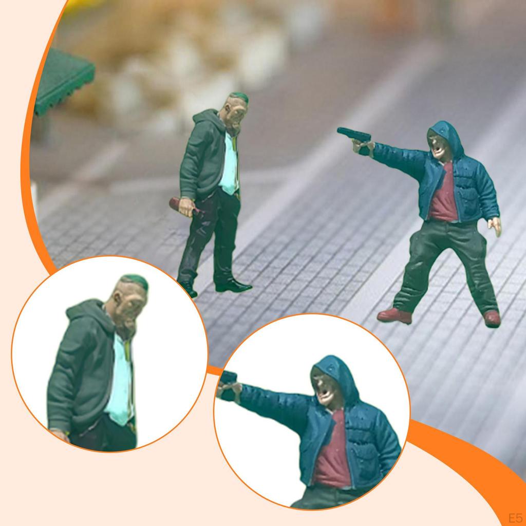 1/64 Miniatur Straße Mini Räuber Kleine Menschen Modell für Zuglayout Szene Schreibtisch