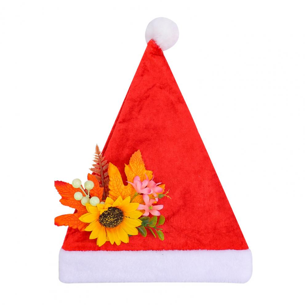 Party Santa Hat Decoration High Plush Santa Hat Festive Plush Velvet Santa Hat with Snowflake Decoration for Adults for New
