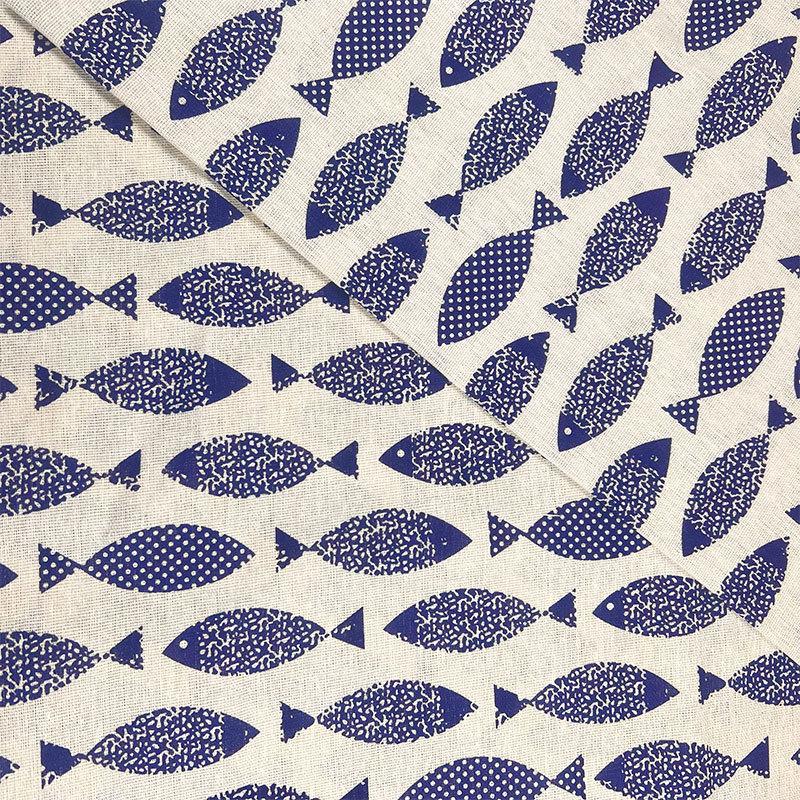 

Vintage Blue Floral Cotton Linen Fabric, DIY Sewing Material for Tablecloth Sofa Cover Curtain Home Decor 50X148CM&180g синий