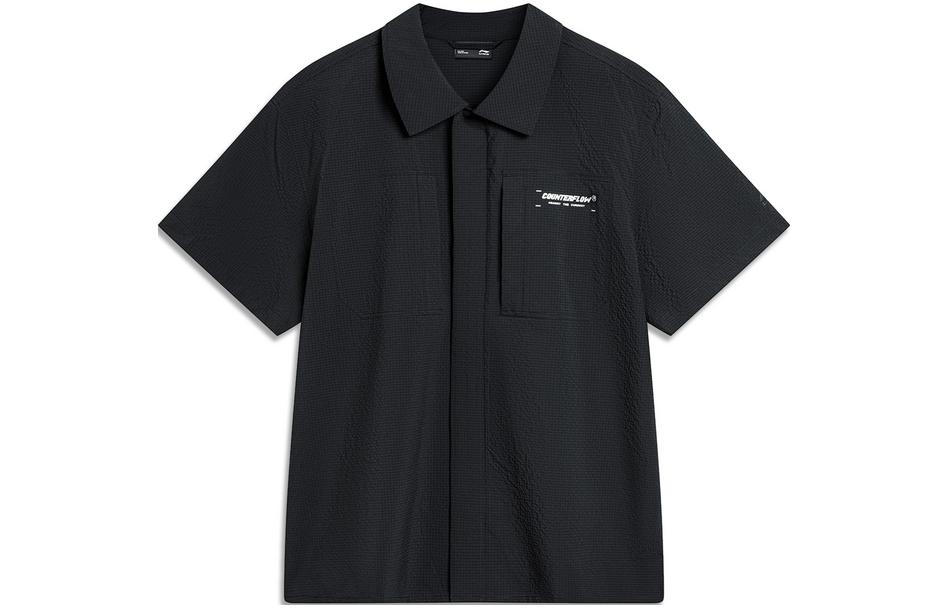 Li Ning CF Tracing Shirts Men s Black Pointed Collar Moderate Other ASHU461-1 M