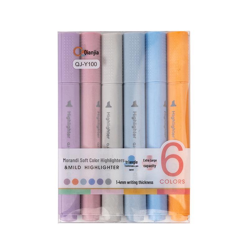 Large Capacity Triangular Morandi Macaron Highlighter Pen, Broad Tip for Students