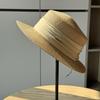 French-style flat-top straw hat for women, summer travel sun protection, face-slimming hat, casual seaside beach sun hat