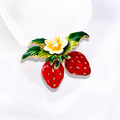 Thirteen Sweet and Cute Floral Strawberry Girls Oil Drop Button Accessories Fruit Brooch