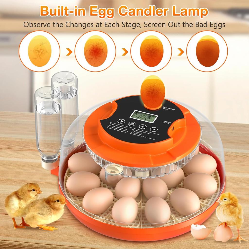 Incubator with Automatic Egg Turning and Humidity Control, Incubators for Hatching Eggs, Chicken, Ducks, Goose, Pigeon, Quail