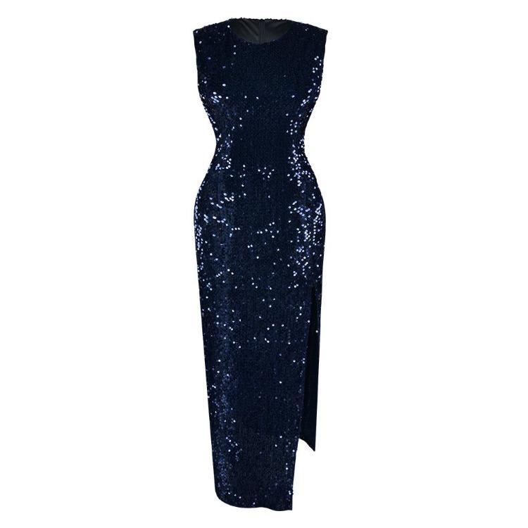 Sequin Shiny Women Long Sleeveless Bodycon Dress Evening Party Wedding Formal Hip Package