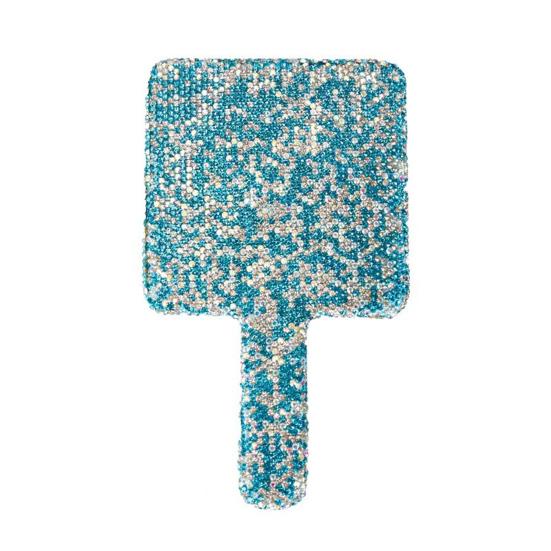 Glitter Rhinestone Makeup Mirror with Long Handle High Clarity Portable Women Vanity Mirror Round Love Heart Square Handheld Cosmetic Mirror