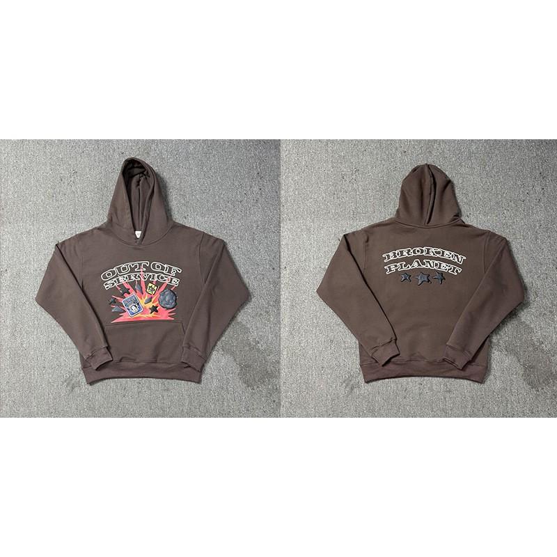 Bluza z kapturem z grafiką Broken Planet Męska Luźny krój Hip Hop Streetwear