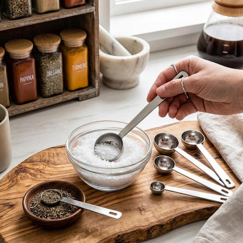 Stainless Steel Coffee Measuring Scoop Long Handle Heat Resistant Spoon Multipurpose Tool for Baking Cafe Home Kitchen