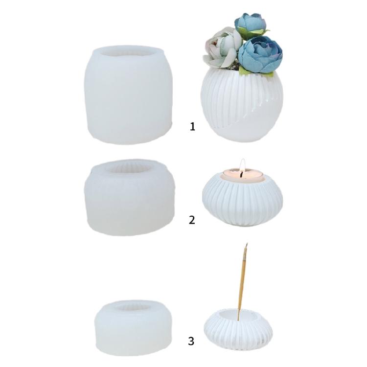 Handy Silicone Mold Set for Candle Holders Incenses Container and Flower Pots