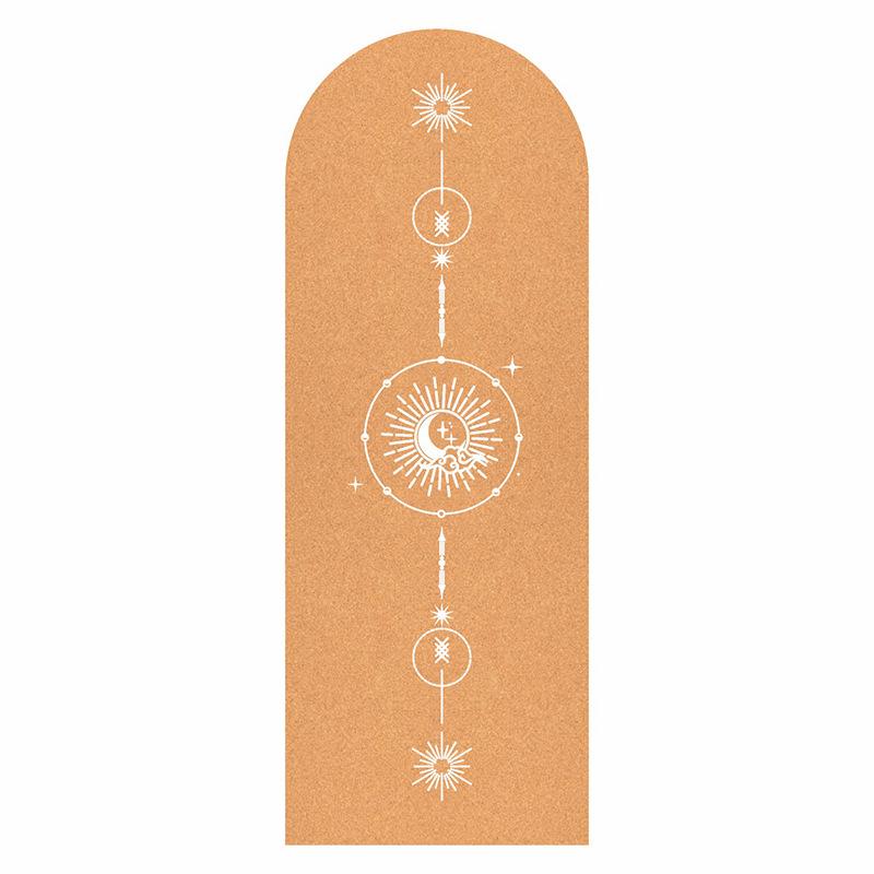 Natural Rubber Arch Shape Cork Yoga Mat Printed Non-slip Sports Mat Sweat-absorbing Oval Curve Pilates Mats 182*68cm*0.5cm