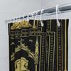 Vintage Gothic Bathroom Shower Curtain Medieval Religious Illustration With Figure In Prayer Pose (Black Gold)