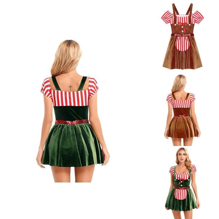 Womens Christmas Costume With Polyester Spandex Bright Color Block Stage Wear For Holiday Nightclub Events