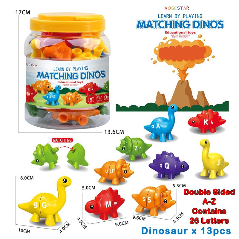 For Kids Montessori Dinosaur Sensory Educational Toy Matching Letter Number Color Shape Sorting Game Parish Early Learning Toys Gift