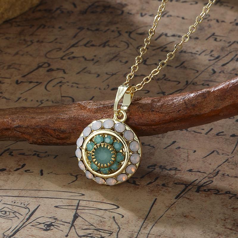 

2 Pieces/set of Retro Trendy Stone Inlaid Circular Pendant Earrings, Women s Personalized Ethnic Style Holiday Accessories