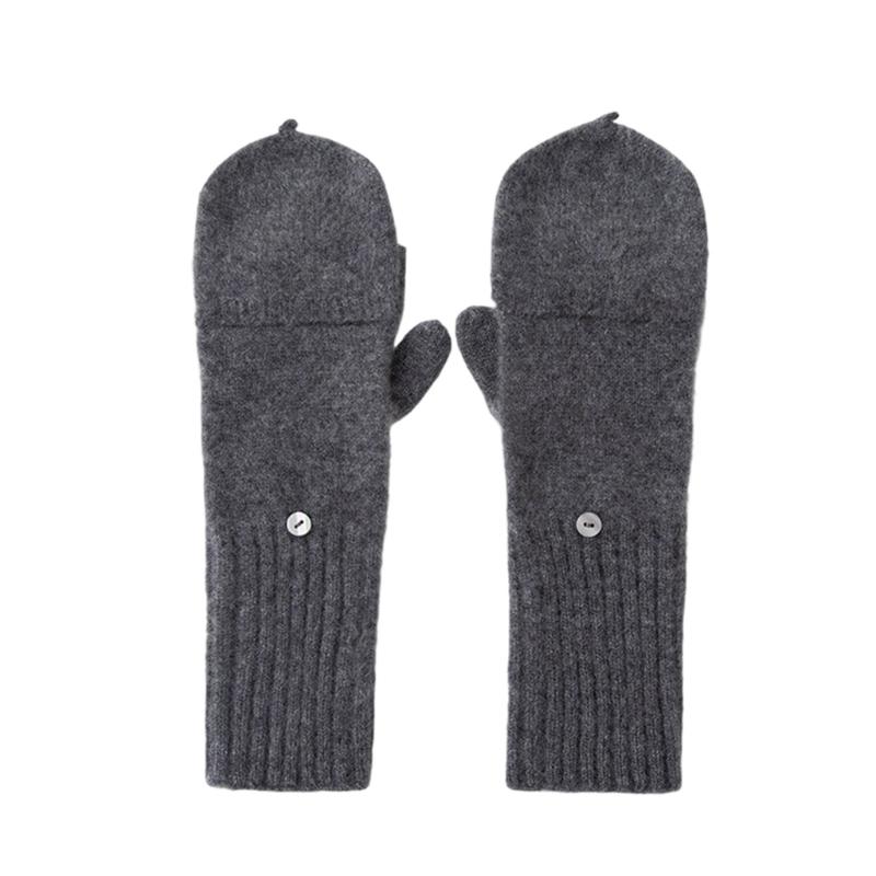Half Finger Gloves For Men Women Cashmere Wool Blend Flip Cover Handwear For Smartphone Compatibility Winter Essential