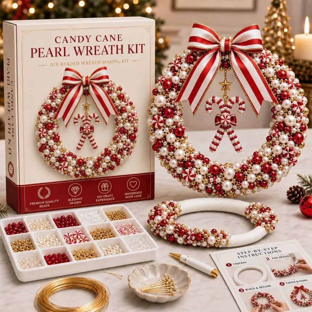 Bastelset Weihnachts-Kranz Bastelmaterial-Set Perlenkranz-Set Kreatives Perlenkranz-Set Geschenk