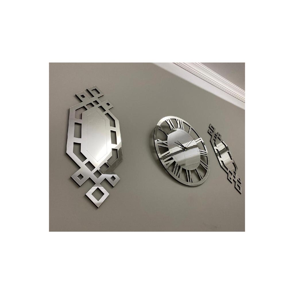 Ceas Decorativ De Perete Set De 3 40 Cm Argintiu Ceas De Perete Modern Numere Romane 18 X 51 Cm Pictura Baklava