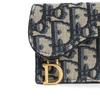 Dior Saddle Monogram Embroidered Flap Saddle Bag Card Holder Cotton Card Case Small Women accessories Denim-Blue S5611CTZQ_M928