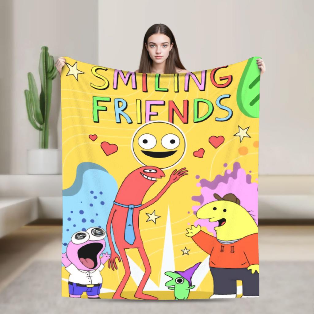 Smiling Friends Pim a Charlie Potisk Deky Pánské Dámské Super Měkké Útulné Přehozy do Obývacího Pokojí 50x60 Palců Více Velikostí