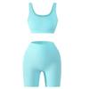 Ribbed Band Outerwear: Tight-Fit Bra & High-Waisted Sports Shorts Yoga Set with Chest Pads - Quick-Dry Peach Fitnesswear.