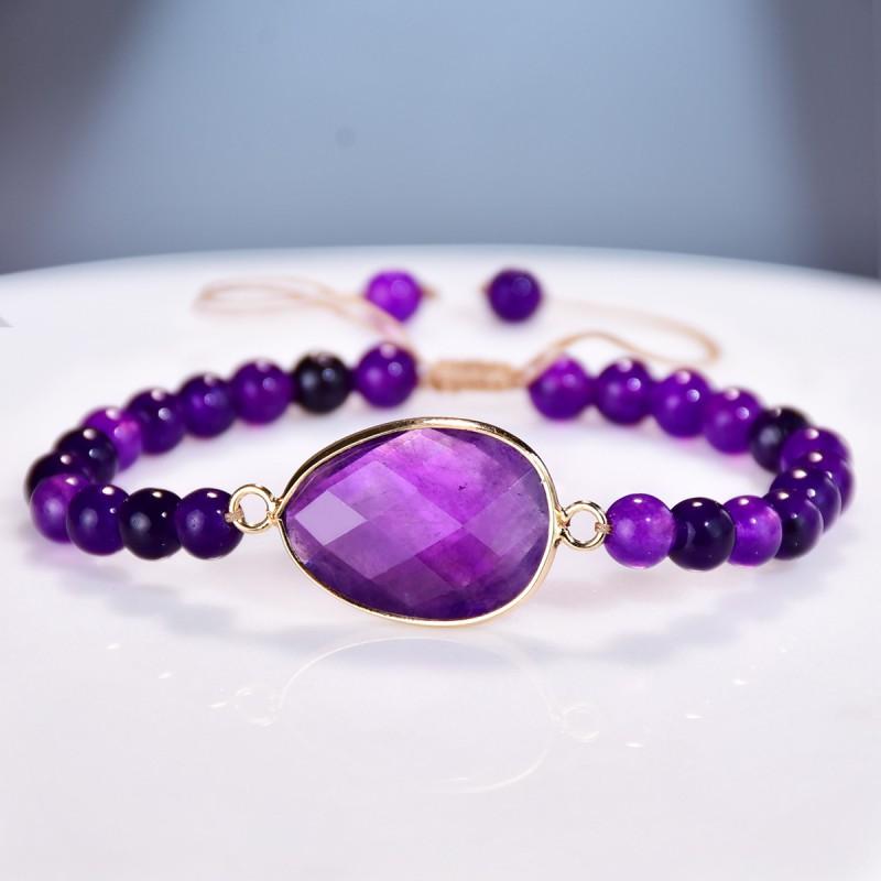 Handmade Natural Stone Bracelet Women Adjustable Crystal Beaded Wristband Fresh Sweet Style Jewelry