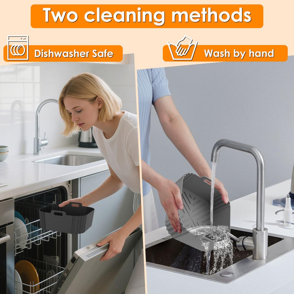 2/4pcs Reusable Air Fryer Silicone Baskets with Dual Anti Slip Handles Heat-resistant Multi-purpose Silicone Baskets for Cooking