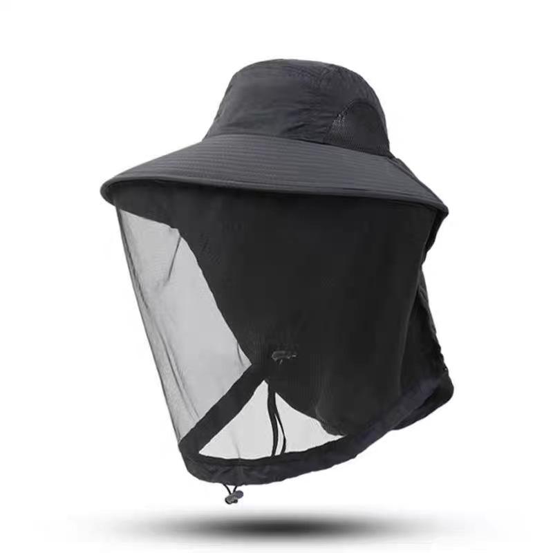 Outdoor Sun Protection Bucket Hat With Full Face Net, Anti-Mosquito Breathable Fishing Hat For Men Women