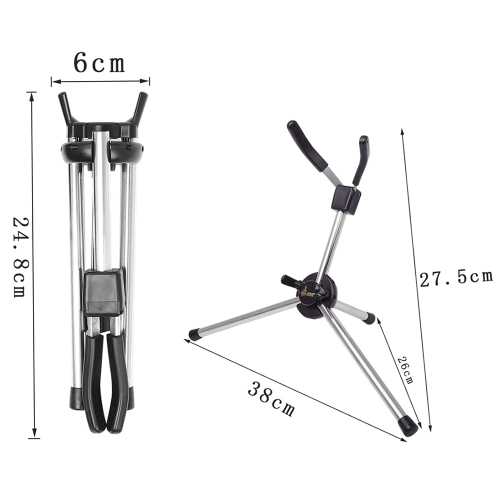 Xtahdge Foldable Saxophone Stand Portable Alto Saxophone Metal Floor Stand Holder Aluminum Alloy with Carrying Bag