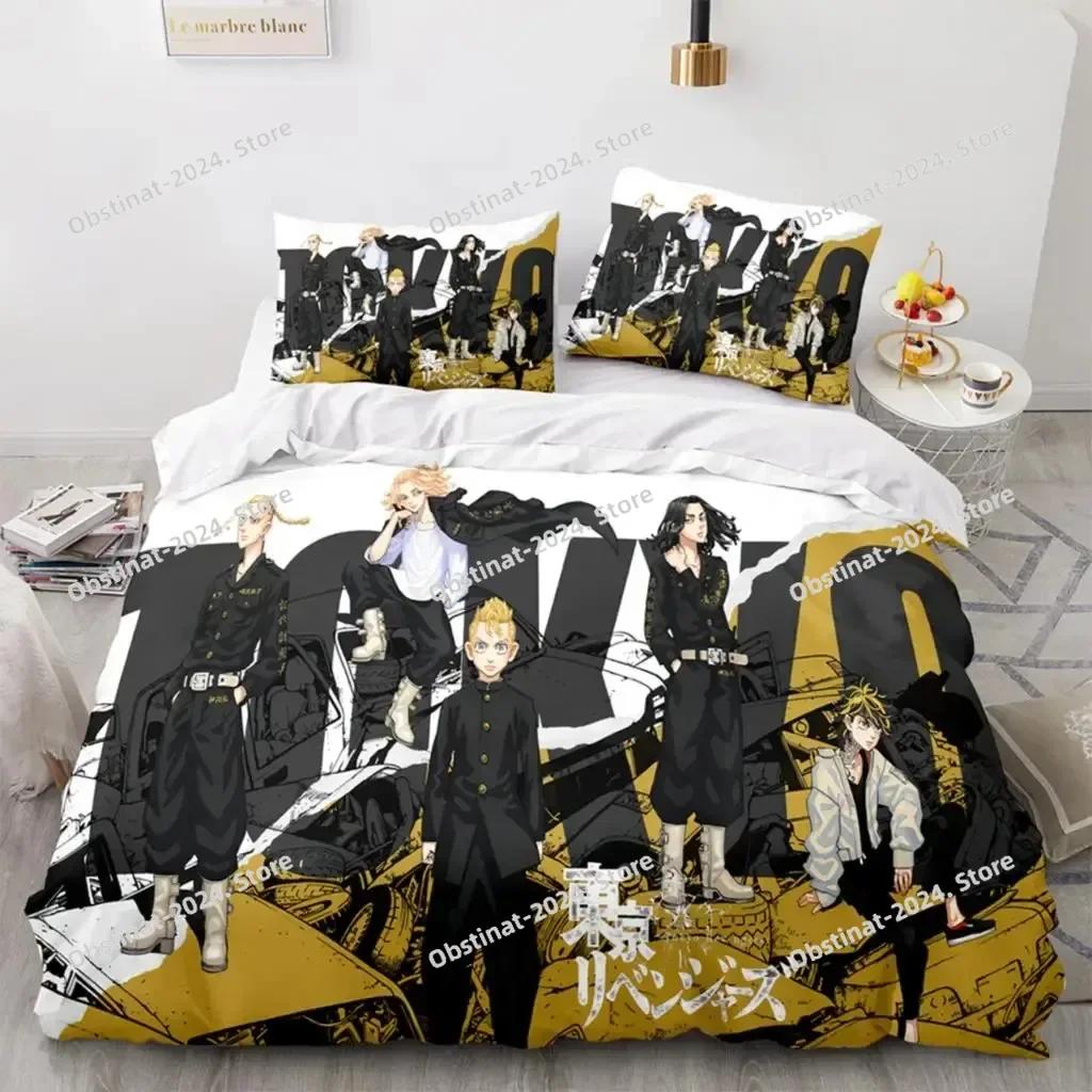 Anime Tokyo Revengers Ryuguuji Ken Sano Manjiro Set Biancheria da Letto Stampa Con Federa Copripiumino Singolo Matrimoniale Queen King Size