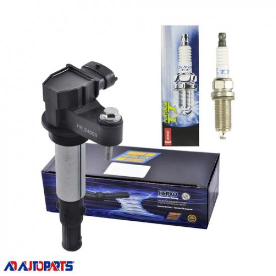 1 Ignition Coil + 1 Platinum Spark Plug, Compatible With B057, 4506