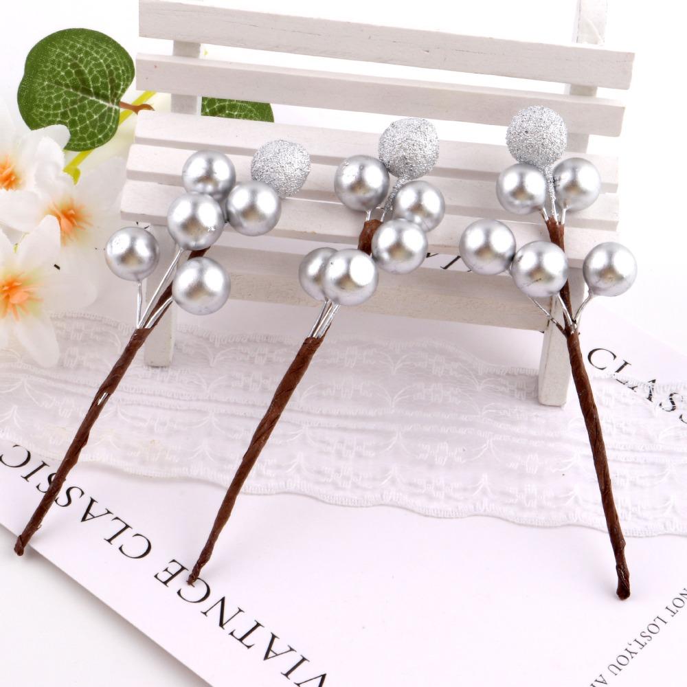 20 Pcs Simulated Christmas Artificial Berries Gold/Silver Gift Box Decorative Berries  Wedding