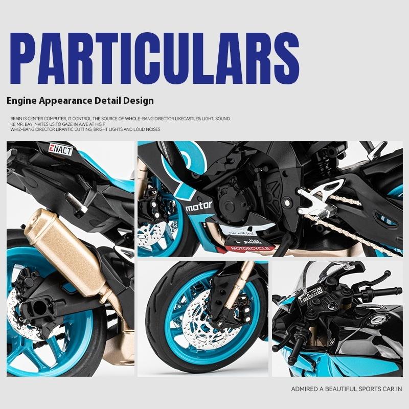1/12 Scale Yamaha R1M Toy Motorcycle Model Alloy Diecast with Shock Absorption Simulation Scale Motorcycle Model Toys for Kids Gifts