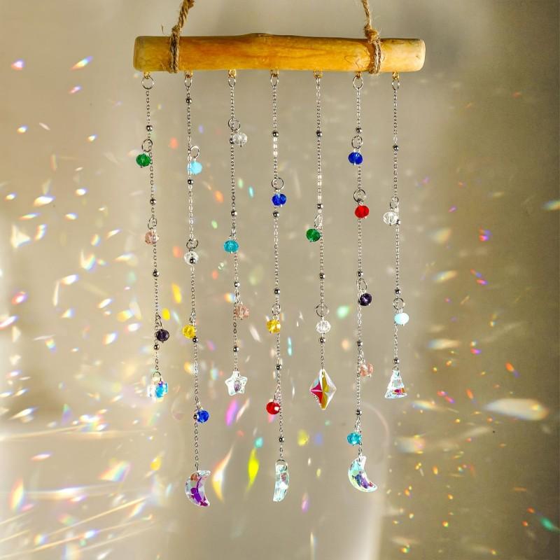 Crystal Wind Chimes Rainbow Suncatcher Window Wind Bells Crystal Hanging Pendant Outdoor Home Garden Decorations