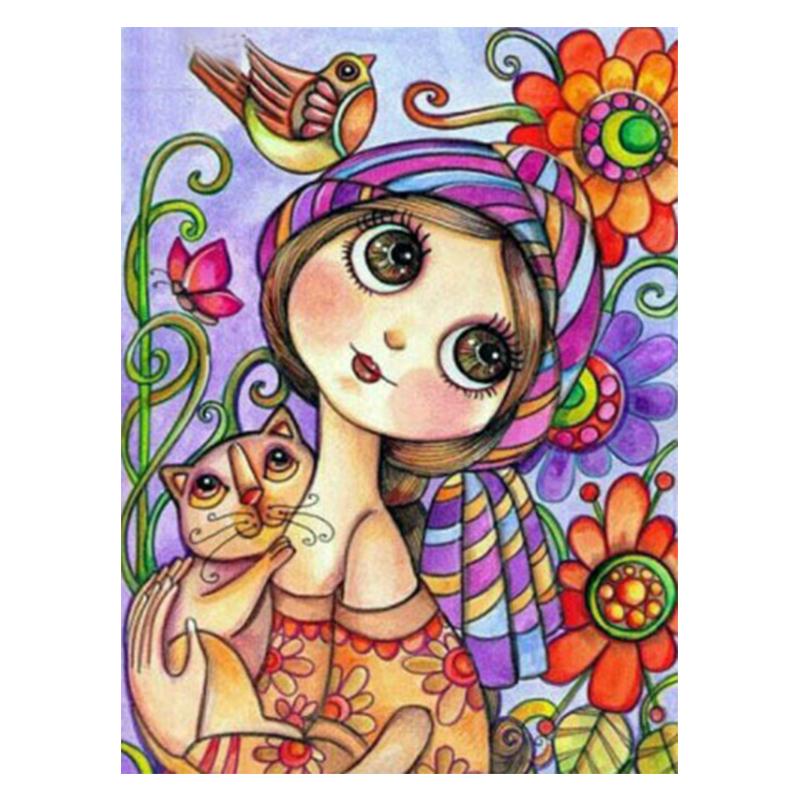 

5D Diy алмазная живопись мультфильм девушка набор для вышивки крестом полная квадратная дрель мозаичная вышивка художественная картина из страз Декор подарок Full Round 20x30CM