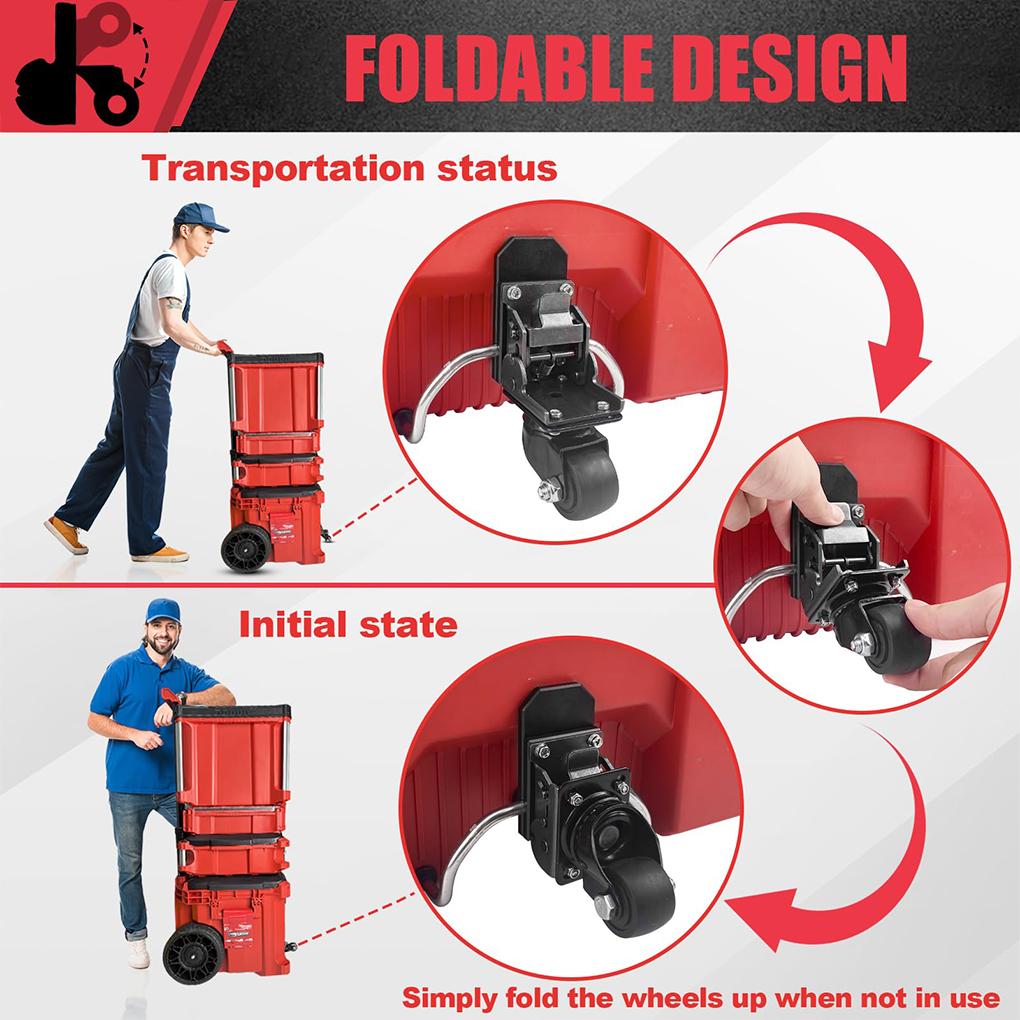 ABCA-Steel Construction Front Wheels,Caster Wheel Kit Fit For Milwaukee Rolling Tool Box For Packout Toolbox 200 Lbs Capacit New