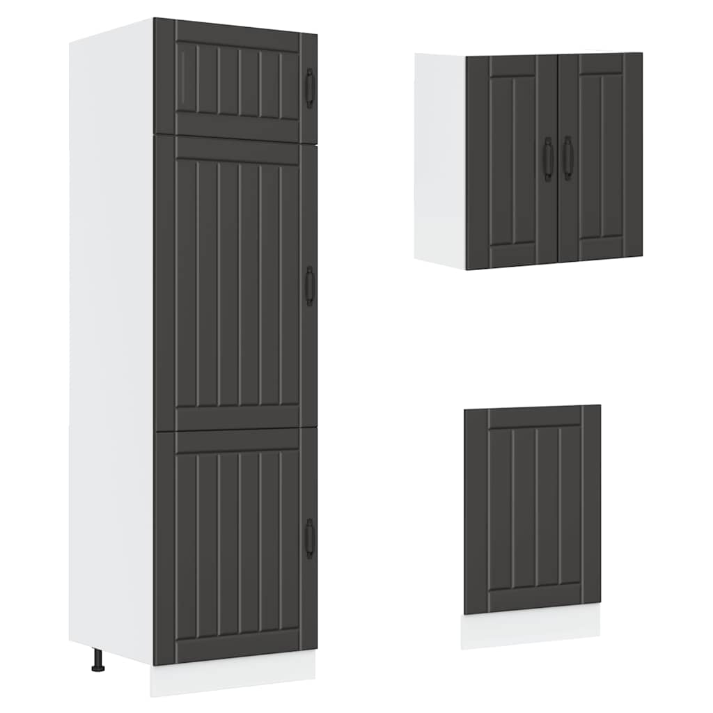 8 Piece Kitchen Cabinet Set Kalmar Black Wood Based Material