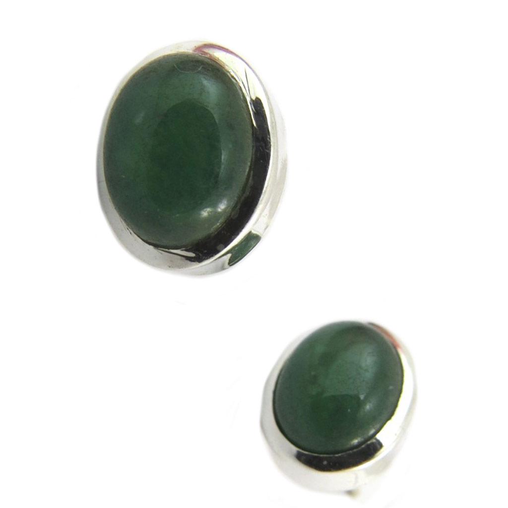 Les Trésors De Lily [P7223] - Silver 'Heaven' Silver Green Jade Earrings - 13x10 Mm