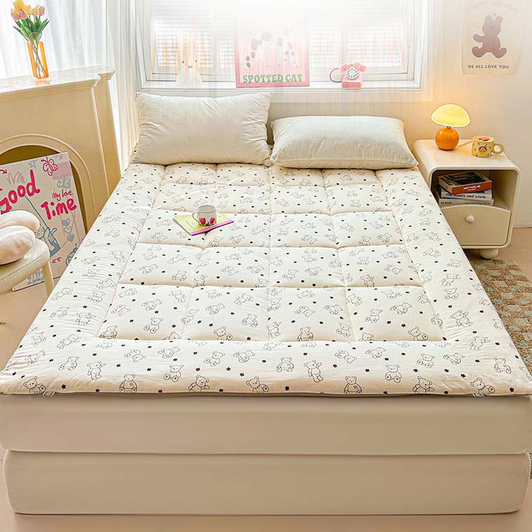 WTEMPO Printed Smooth Surface Foldable High Quality Soft Cotton-filled Mattress All Seasons Thick Bedroom Tatami School Dormitory Bed Mattress Pad