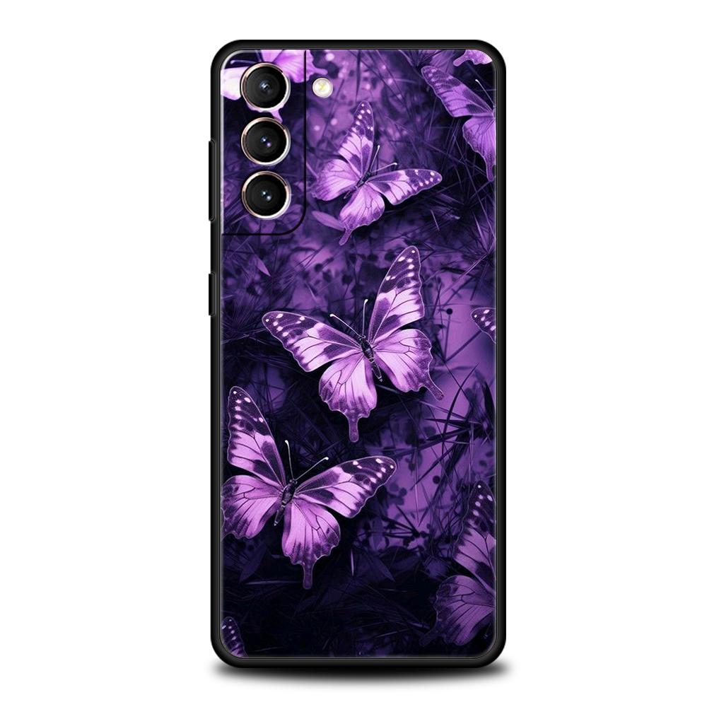 

Phone Case Cover for Samsung Galaxy S25 Edge S24 S23 S22 S20 S21 FE Ultra S10 S10E Plus 5G Soft TPU Capas Art Purple Butterfly Samsung S23Plus