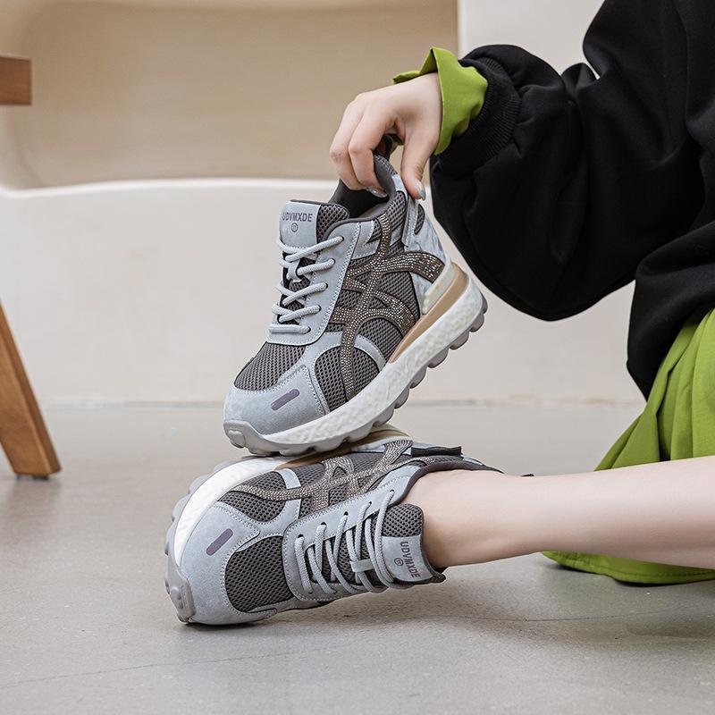 10CM Thick-soled Sports Style Forrest Gump Shoes Women's Autumn and Winter New Casual Shoes Low-top Lace-up 2025 Height-increasing Women's Shoes